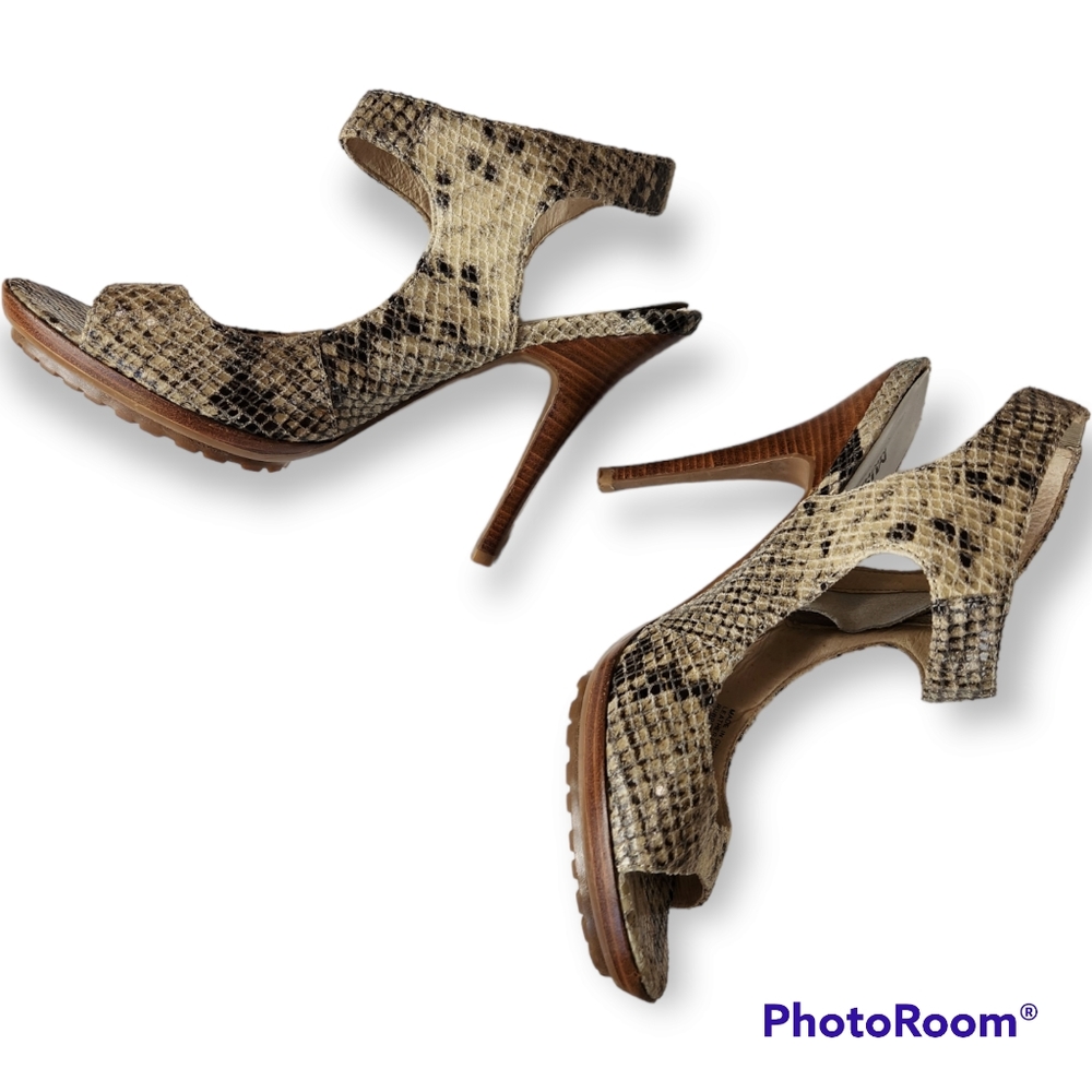 Michael Kors Chic Python Pattern Leather Peep Toe… - image 4